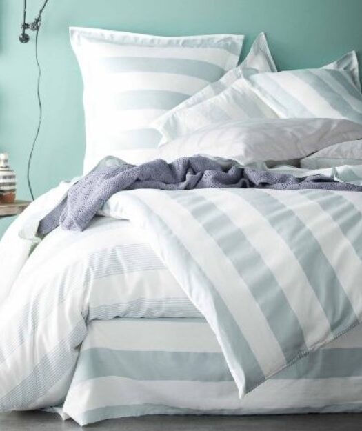 housse couette coton percale lignes couleurs