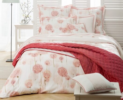 housse couette bouquet corail coton vrancken