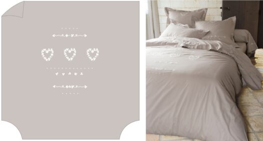 housse couette coeur gris 