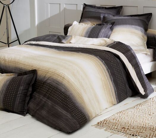 housse couette coton percale effet sable dune galet