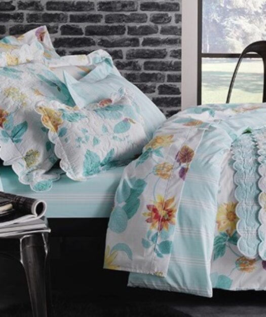 housse couette coton percale fleurs pastel