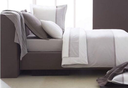 housse couette coton percale gris perle