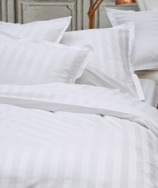 housse couette coton satin lignes blanches