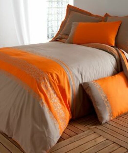 housse couette inde orange beige