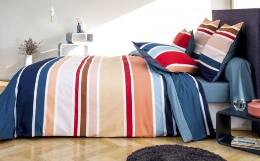 housse couette multi lignes coton percale vrancken