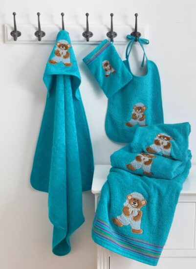 linge bain bebe bleu