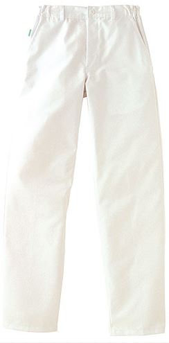 pantalon homme polycot blanc ceintureelastiquecote 5passant fermeture pressions poches entretienindustriel