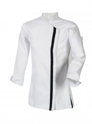 veste cuisine femme blanc parement noir ilis