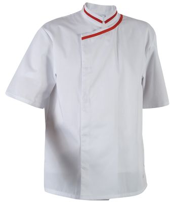 veste cuisine mixte salsa blanc garniture rouge